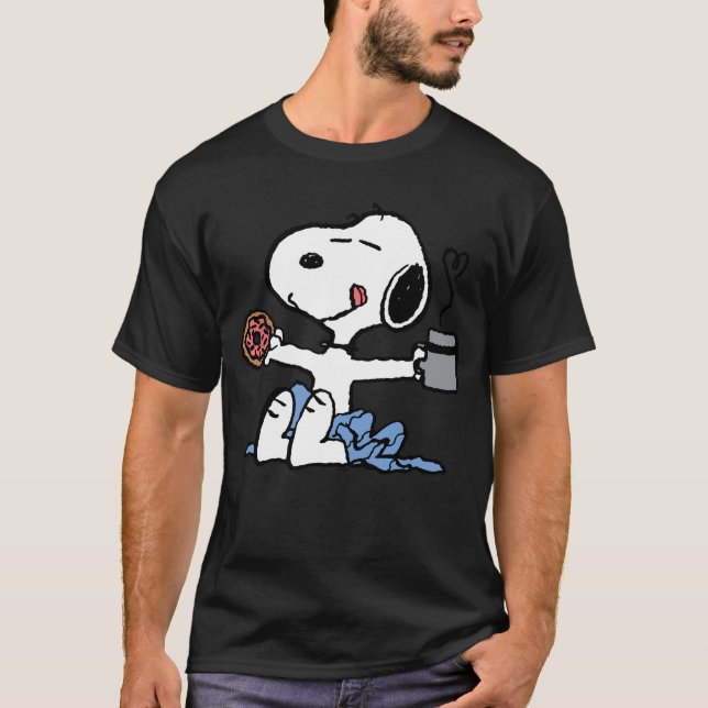 Peanuts Donut Coffee Snoopy T-Shirt (Front)
