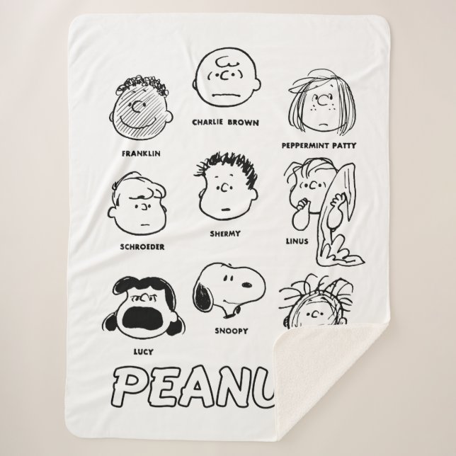 Peanuts Faces Sherpa Blanket (Front)