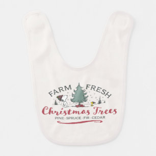 Peanuts Farm Fresh Christmas Trees Baby Bib