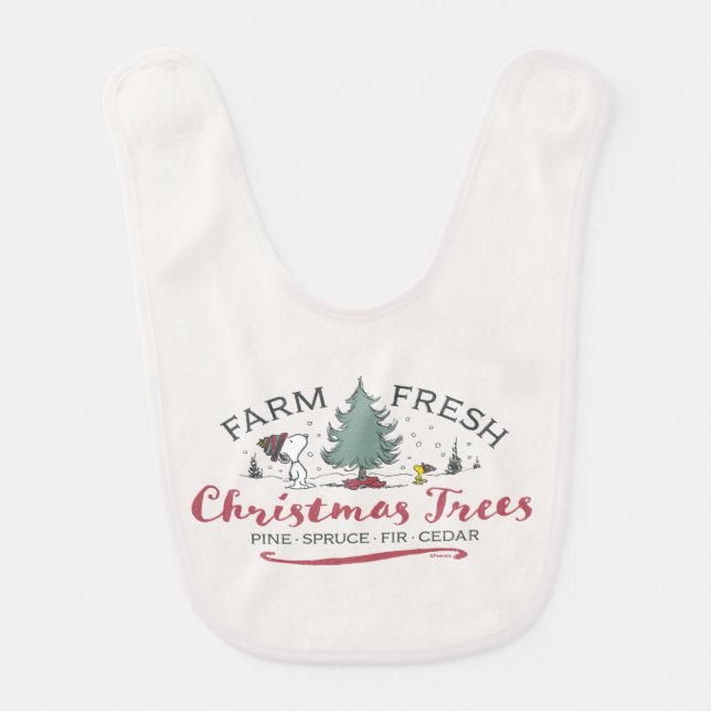 Peanuts | Farm Fresh Christmas Trees Baby Bib (Front)