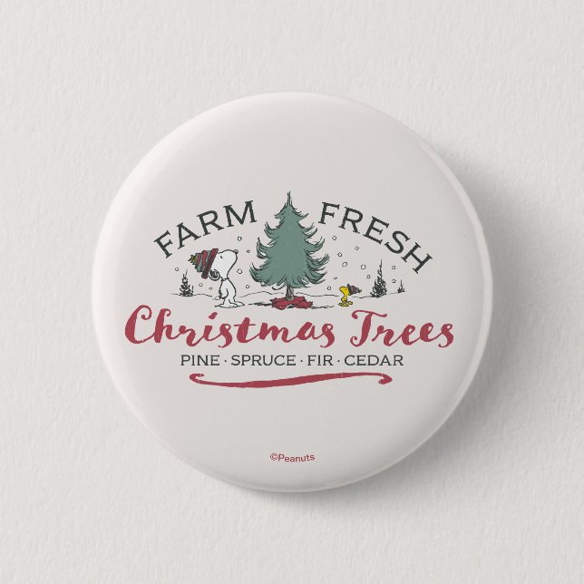 Peanuts | Farm Fresh Christmas Trees Button (Front)