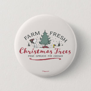 Peanuts Farm Fresh Christmas Trees Button