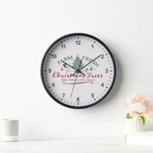 Peanuts Farm Fresh Christmas Trees Clock