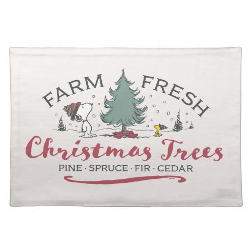 Peanuts  Farm Fresh Christmas Trees Cloth Placemat