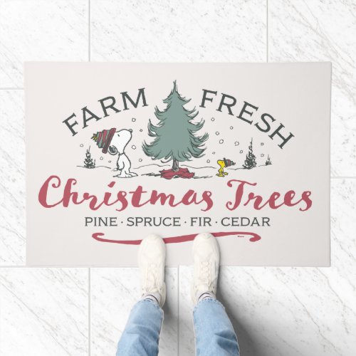 Peanuts  Farm Fresh Christmas Trees Doormat