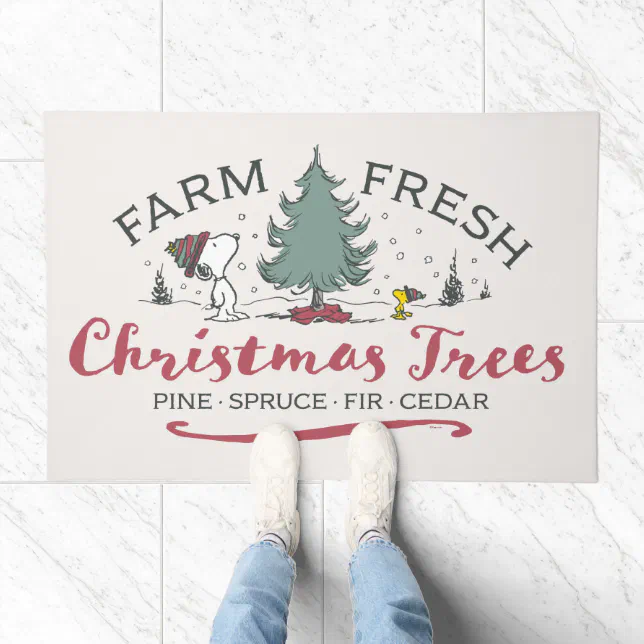 Peanuts Farm Fresh Christmas Trees Doormat Zazzle