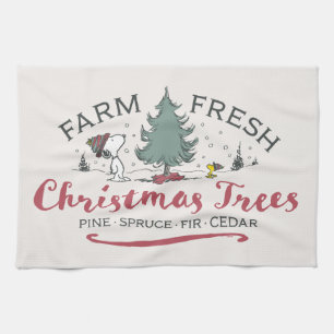 Peanuts Farm Fresh Christmas Trees Kitchen Towel