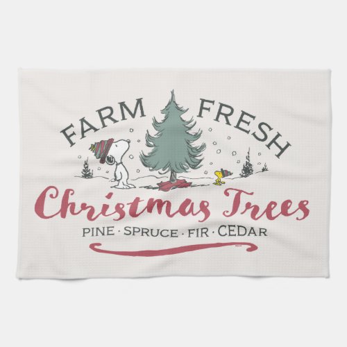 Peanuts  Farm Fresh Christmas Trees Kitchen Towel