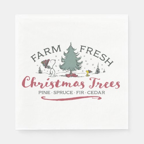 Peanuts  Farm Fresh Christmas Trees Napkins