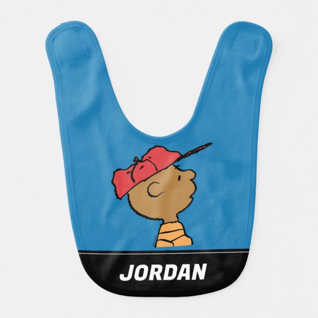 Peanuts | Franklin Baseball Cap Baby Bib (Front)