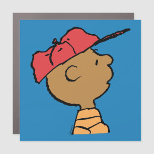 Peanuts   Franklin Baseball Cap Car Magnet