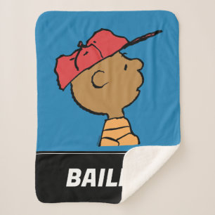 Peanuts Franklin Baseball Cap Sherpa Blanket