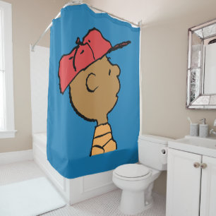 Peanuts   Franklin Baseball Cap Shower Curtain