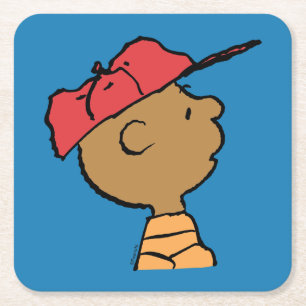 Peanuts Franklin Baseball Cap Square Paper Coaster