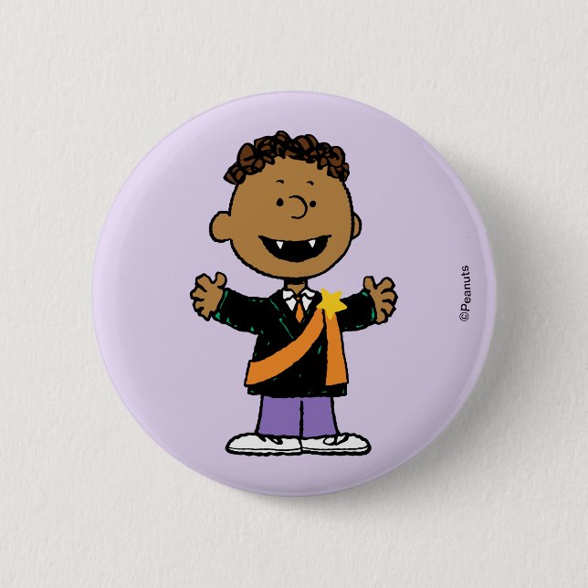Peanuts | Franklin Halloween Vampire Button (Front)
