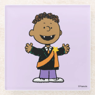 Peanuts   Franklin Halloween Vampire Glass Coaster