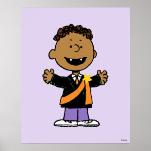 Peanuts Franklin Halloween Vampire Poster