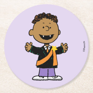 Peanuts   Franklin Halloween Vampire Round Paper Coaster