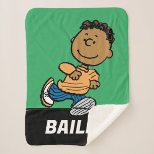 Peanuts Franklin Running Sherpa Blanket