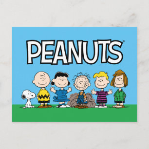 Peanuts Friends In A Row Postcard
