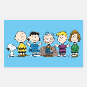 Peanuts Friends In A Row Rectangular Sticker