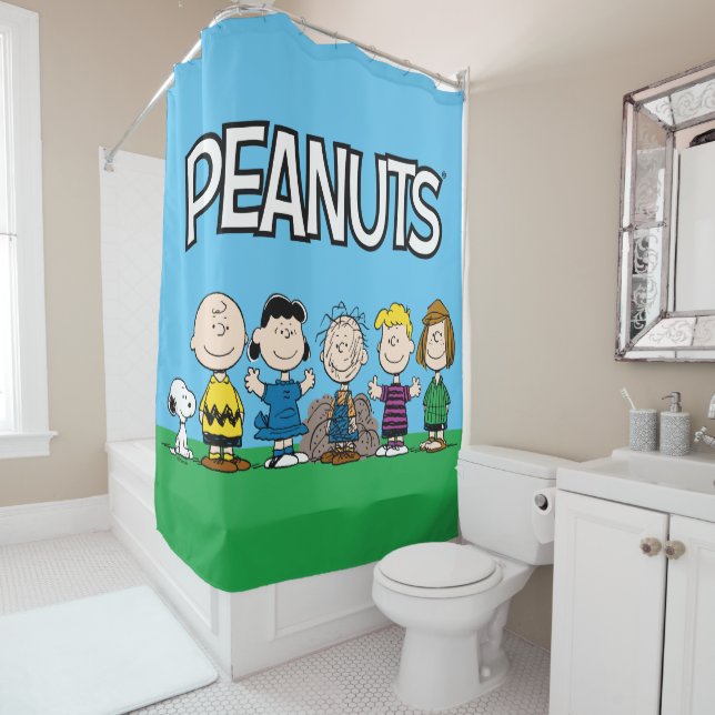 Peanuts Friends In A Row Shower Curtain (In Situ)