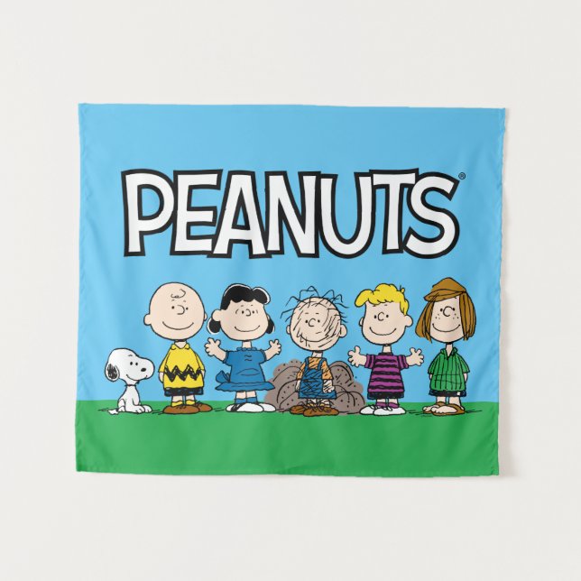 Peanuts Friends In A Row Tapestry (Front (Horizontal))