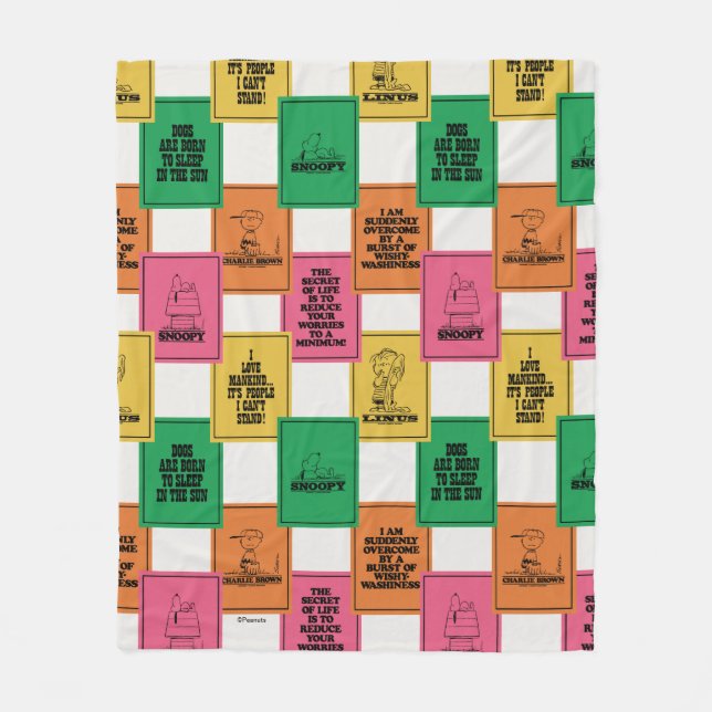 Peanuts | Fun Colorblock Pattern Fleece Blanket (Front)