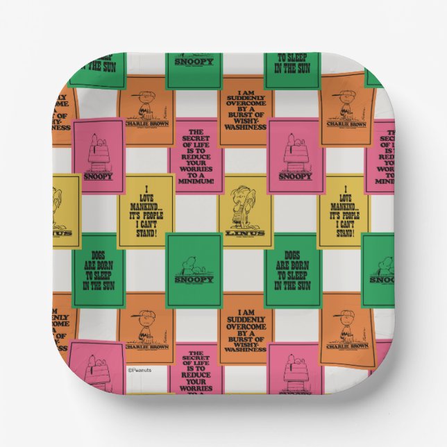 Peanuts | Fun Colorblock Pattern Paper Plates (Front)