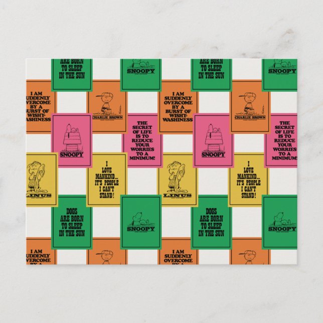 Peanuts | Fun Colorblock Pattern Postcard (Front)