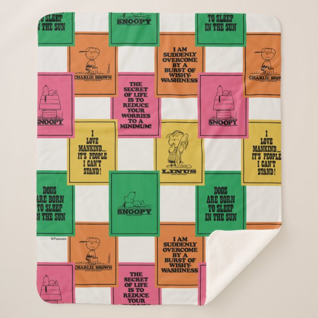 Peanuts | Fun Colorblock Pattern Sherpa Blanket (Front)