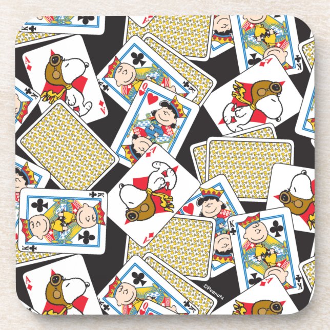 Peanuts Gang Card Deck Pattern Beverage Coaster (Front)