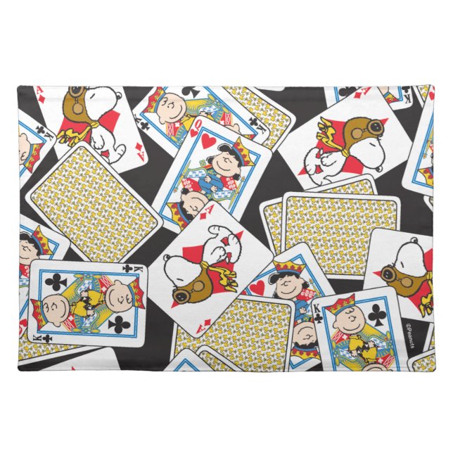Peanuts Gang Card Deck Pattern Cloth Placemat (Front)