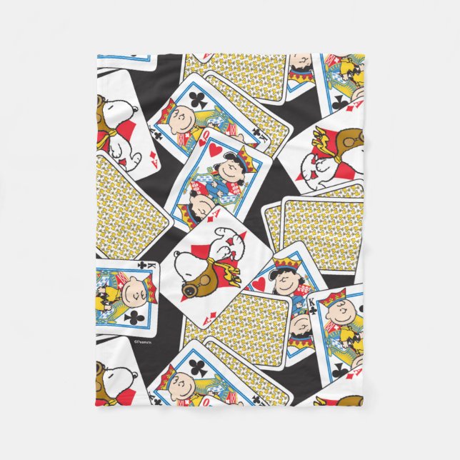 Peanuts Gang Card Deck Pattern Fleece Blanket (Front)