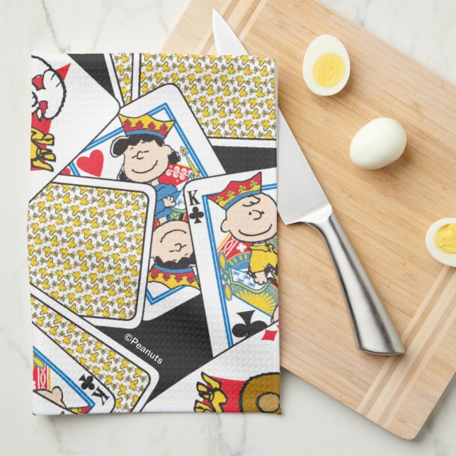 Peanuts Gang Card Deck Pattern Kitchen Towel (Quarter Fold)
