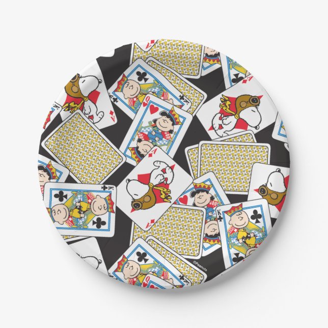 Peanuts Gang Card Deck Pattern Paper Plates (Front)