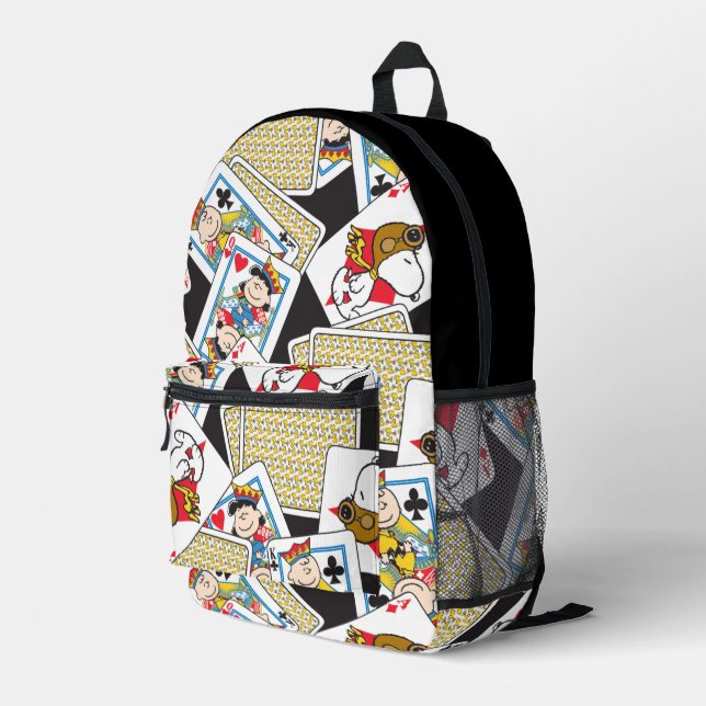 Peanuts Gang Card Deck Pattern Printed Backpack (Back Corner Right)