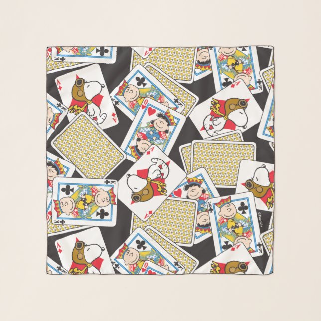 Peanuts Gang Card Deck Pattern Scarf (Front)