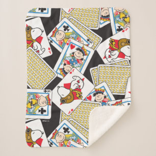 Peanuts Gang Card Deck Pattern Sherpa Blanket
