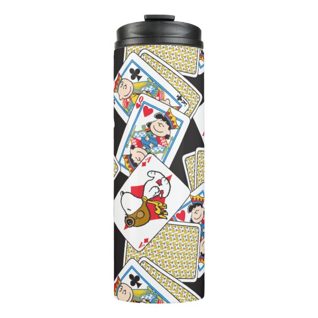 Peanuts Gang Card Deck Pattern Thermal Tumbler (Front)