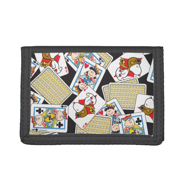 Peanuts Gang Card Deck Pattern Trifold Wallet (Front)