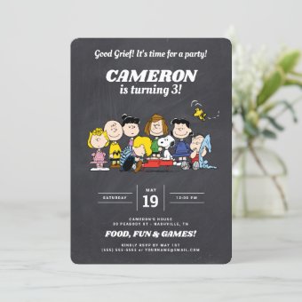 Peanuts Gang | Chalkboard Birthday Invitation | Zazzle
