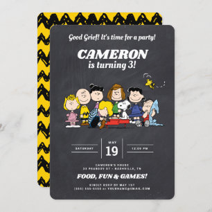 Peanuts Gang Chalkboard Birthday Invitation