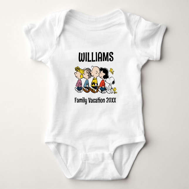 Peanuts Gang Family Vacation Baby Bodysuit (Front)