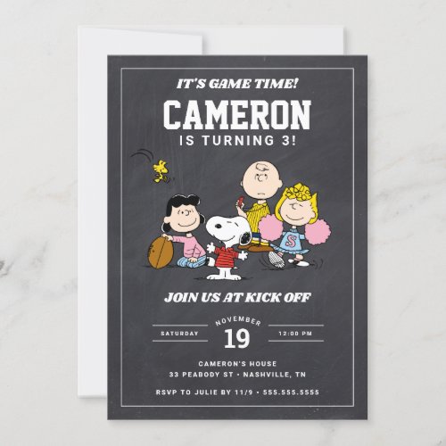 Peanuts Gang  Football Birthday _ Chalkboard Invitation