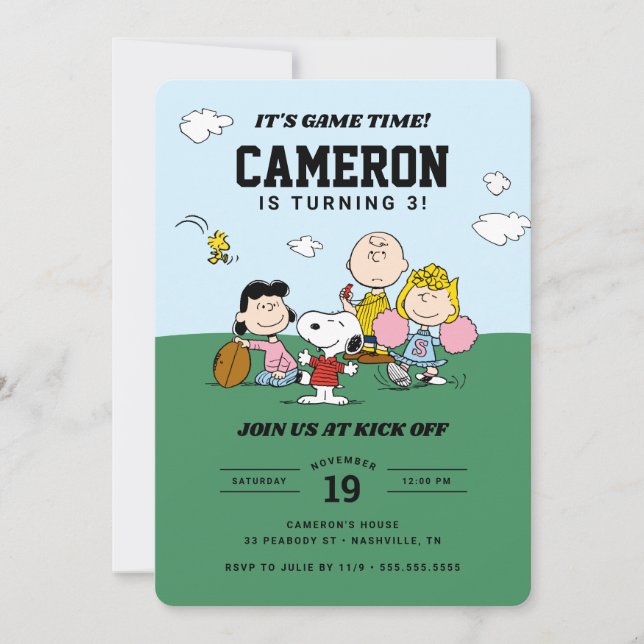 Peanuts Gang | Football Birthday Invitation (Front)