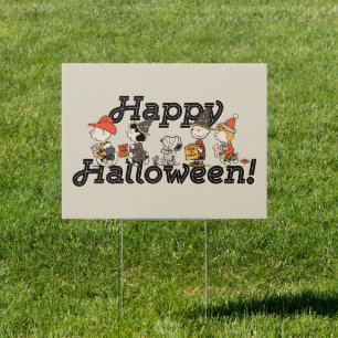 Peanuts Gang Happy Halloween Parade Sign