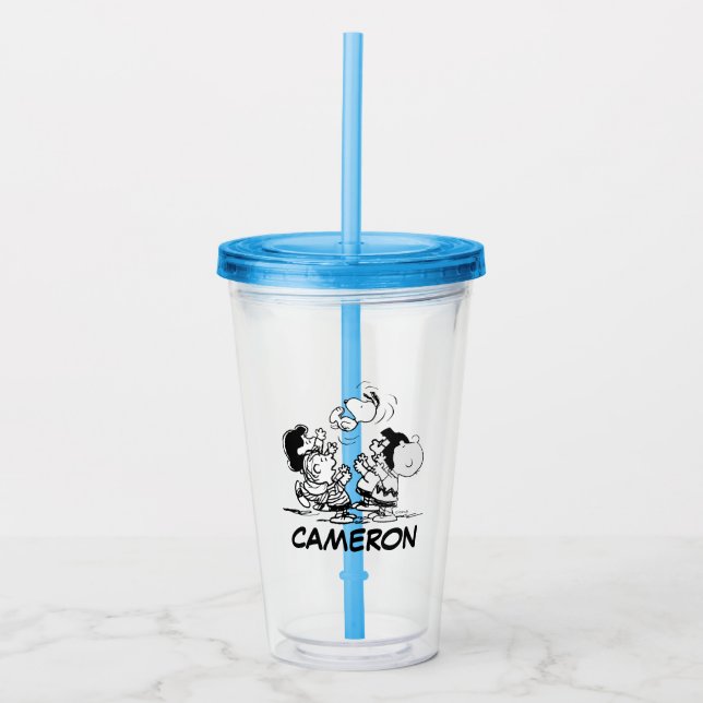 Peanuts Gang Lifting Snoopy Acrylic Tumbler (Front)