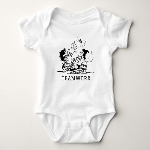 Peanuts Gang Lifting Snoopy Baby Bodysuit