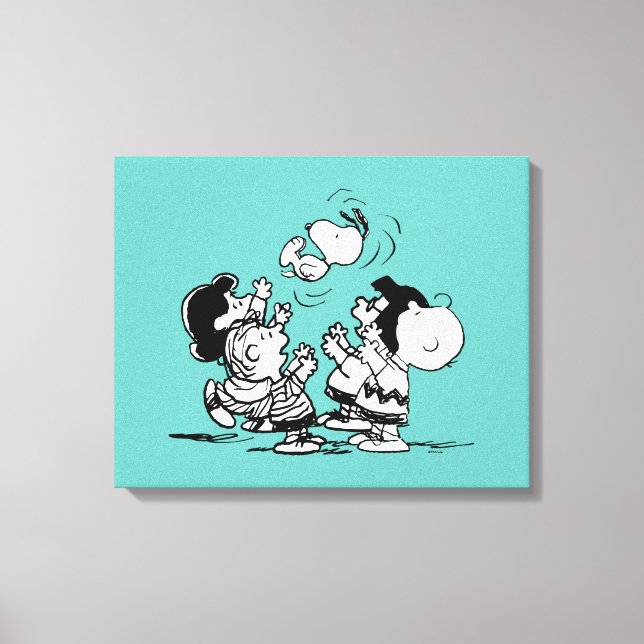 Peanuts Gang Lifting Snoopy Canvas Print (Front)